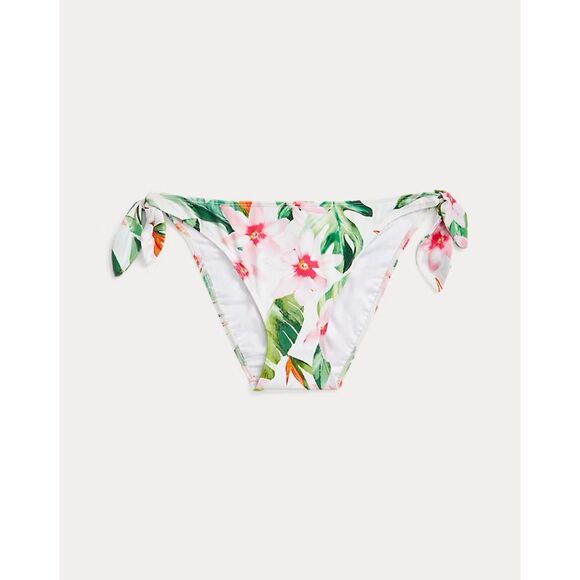 NWT Lauren Ralph Lauren Floral Side Tie Hipster Bikini Bottoms in White & Pink 6 - Picture 4 of 14